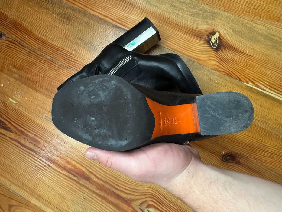 Czarne Skórzane Buty Na Obcasie Grubym/Koturnie Baldinini modne