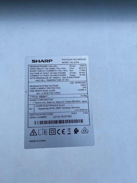 Kit completo de painéis solares SHARP