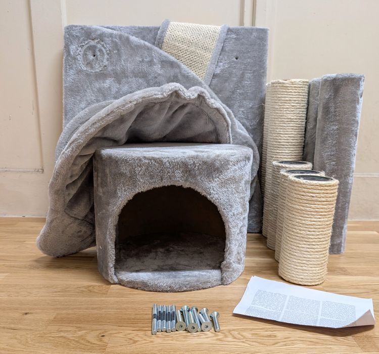 Jaskinia Niedźwiadka Drapak Dla Kota Jasnoszary 108X74X116Cm Duży