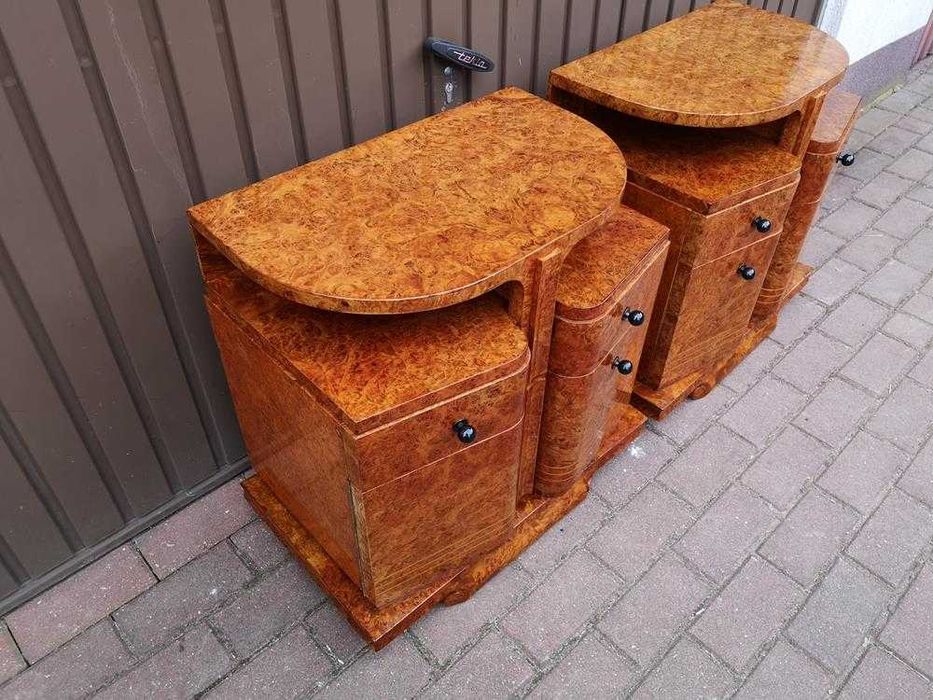 Stoliki Szafki Nocne Art Deco Politura Orzech -Unikat Stare Antyk .