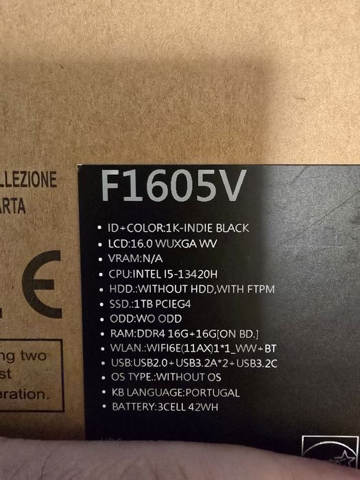 Portátil Asus vivobook F1605 i5-13420h 32gb Ram