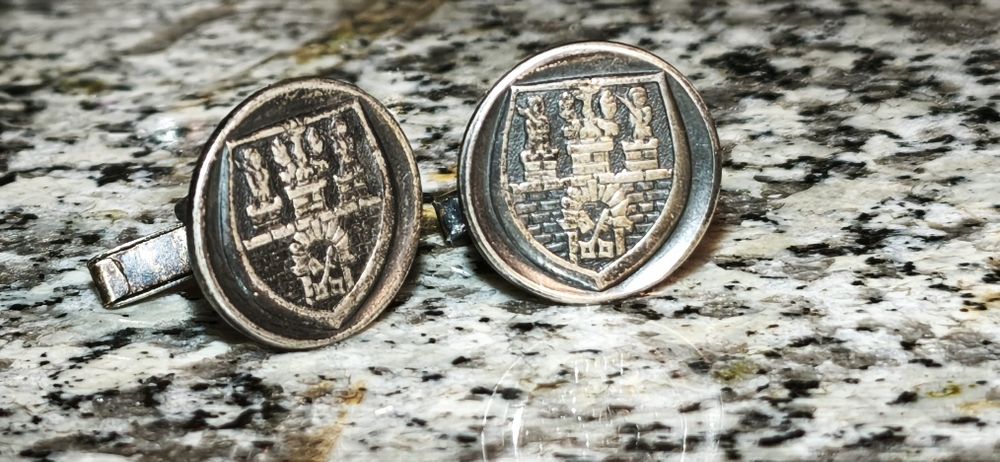 Spinki do mankietów, herb poznania, punca srebro