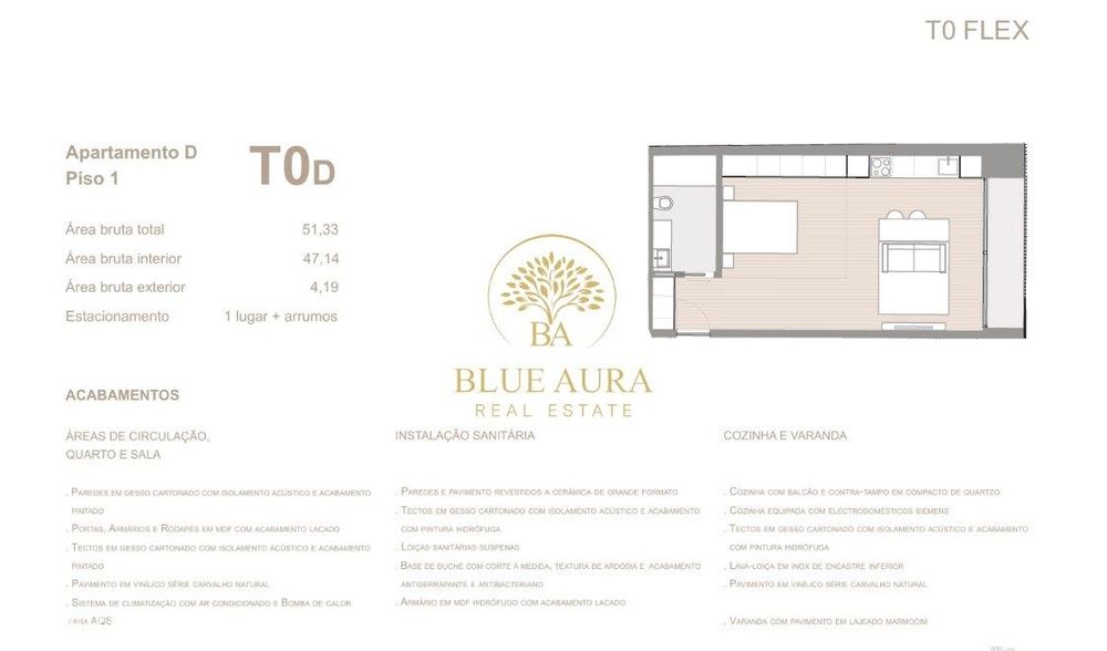 Apartamento T0 com Varanda
