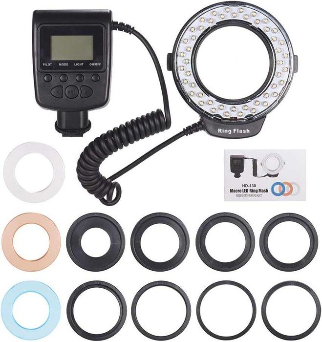 Ring Flash Macro LED HD-130 Iluminação Profissional p/ Macrofotografia