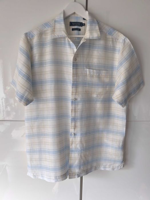 Męska koszula lniana z krótkim rękawem rozmiar M/L