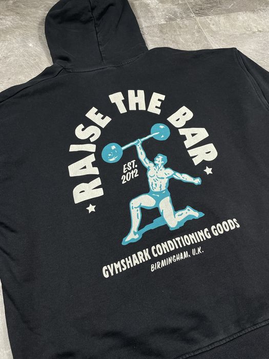 Худі кофта gymshark джимшарк оригінал чоловіча толстовка чорна з капюшоном оверсайз raise the bar xl