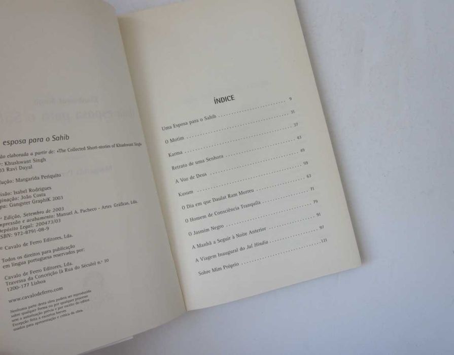 Khushwant Singh - UMA ESPOSA para o SAHIB