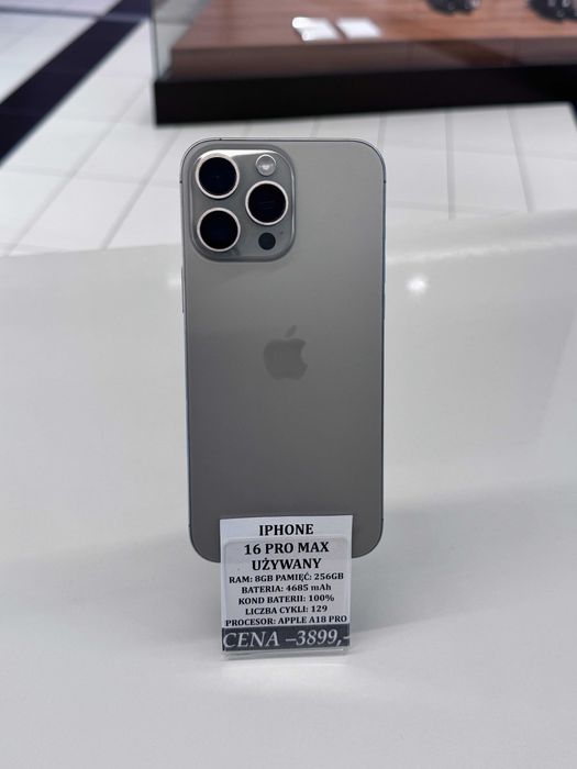 iPhone 16 Pro Max 256GB Bat 100% Topcase Vivo *Raty 0%