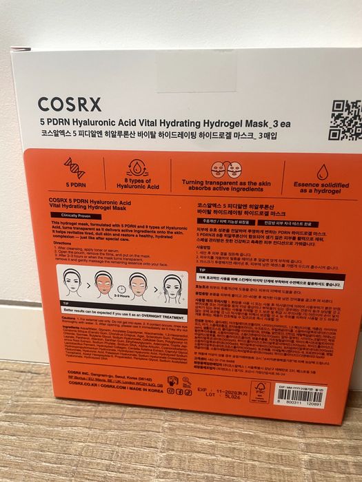 COSRX 5 PDRN Hyaluronic Acid Vital Hydrating Hydrogel Mask Set