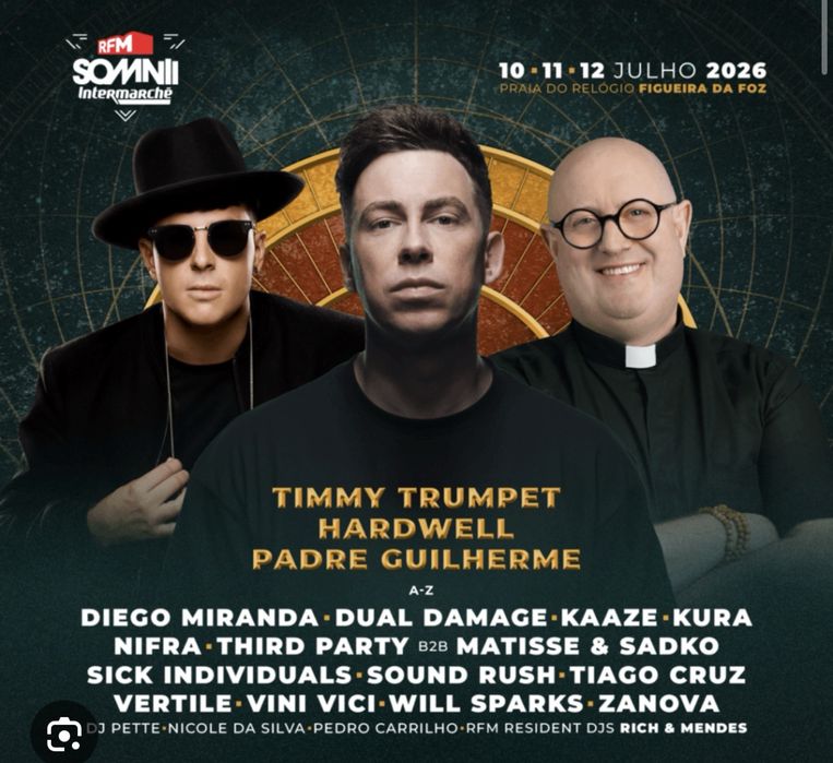 3 bilhetes fisicos SOMNI RFM para domingo dia 12