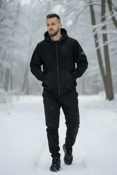 Костюм Stone Island | Чоловічий спортивний костюм | Чорний |