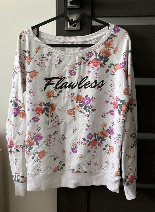 Stylowa, modna, biała bluza w kwiaty M/38, Terranova bawełna/poliester