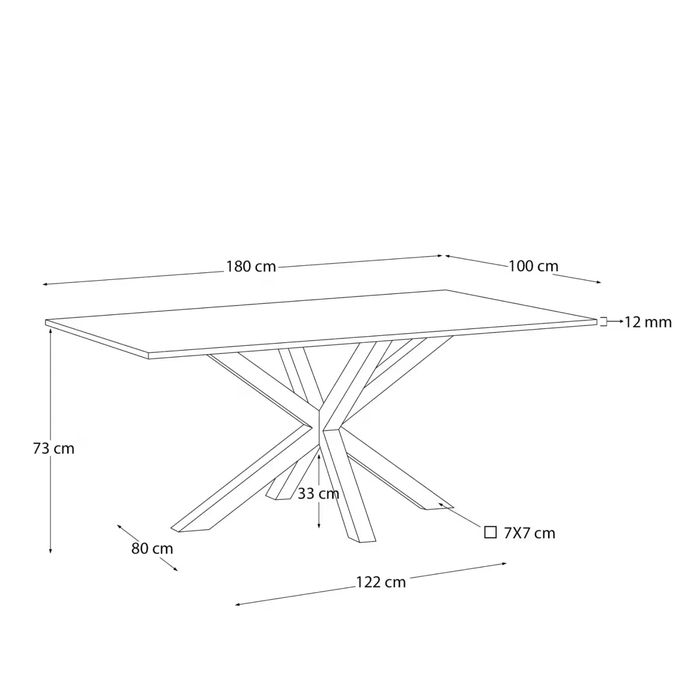 Mesa de jantar com tampo de vidro + 6 cadeiras – Excelente estado