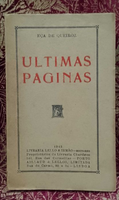 Ultimas Páginas 1945 Eça de Queiroz