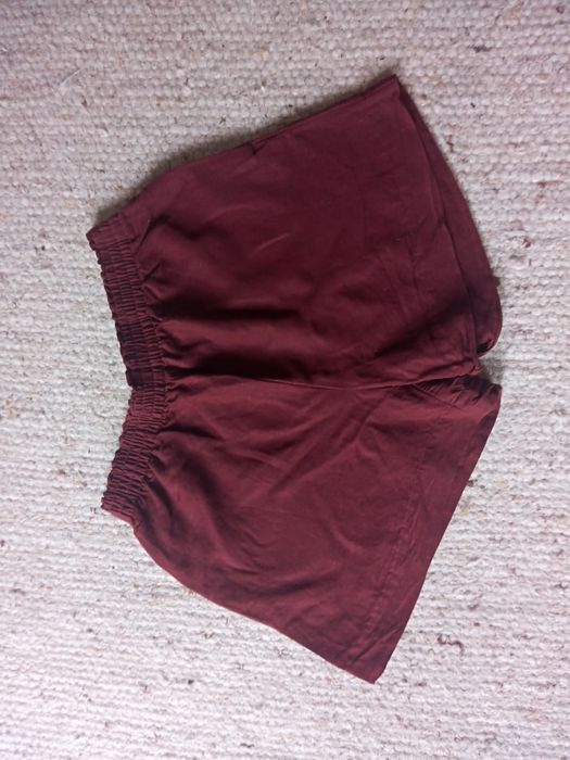 Krótkie brązowe spodenki len+wiskoza, r.s