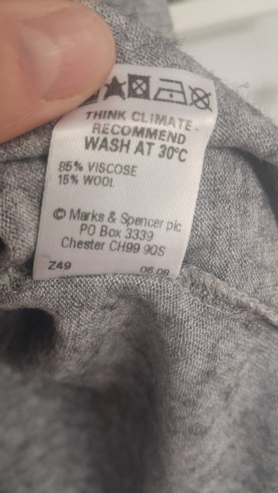 Bluzka Marks&Spencer szara sweter wiskoza i wełna dobry skład