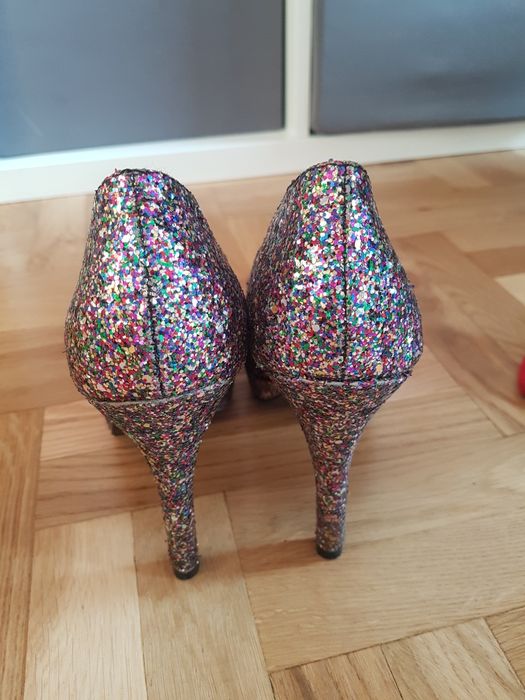 Szpilki brokatowe brokat H&M divided rozmiar 38