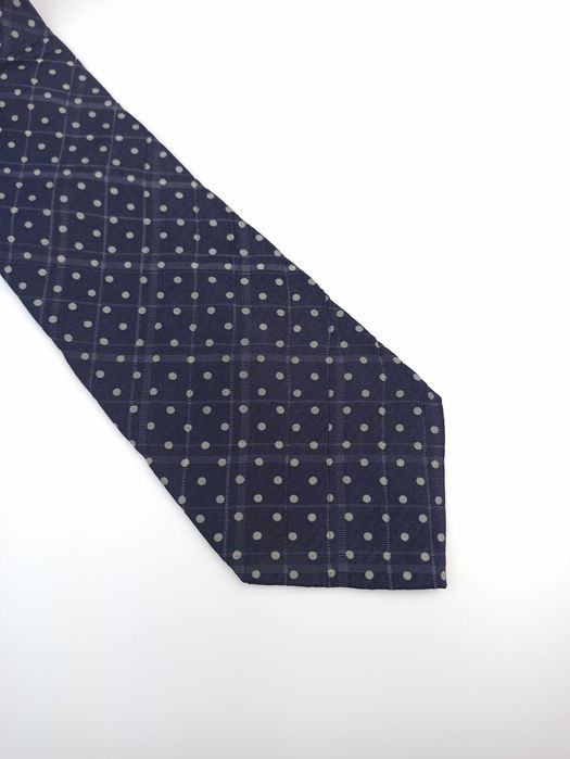 Gianfranco ferre granatowy jedwabny krawat w groszki wks07