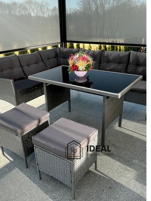 Meble ogrodowe zestaw narożnik technorattan stół