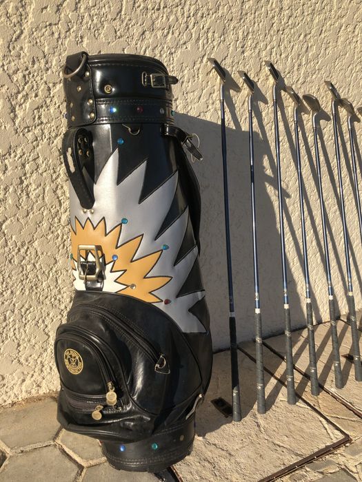 Conjunto tacos de golfe com saco de transporte antigo