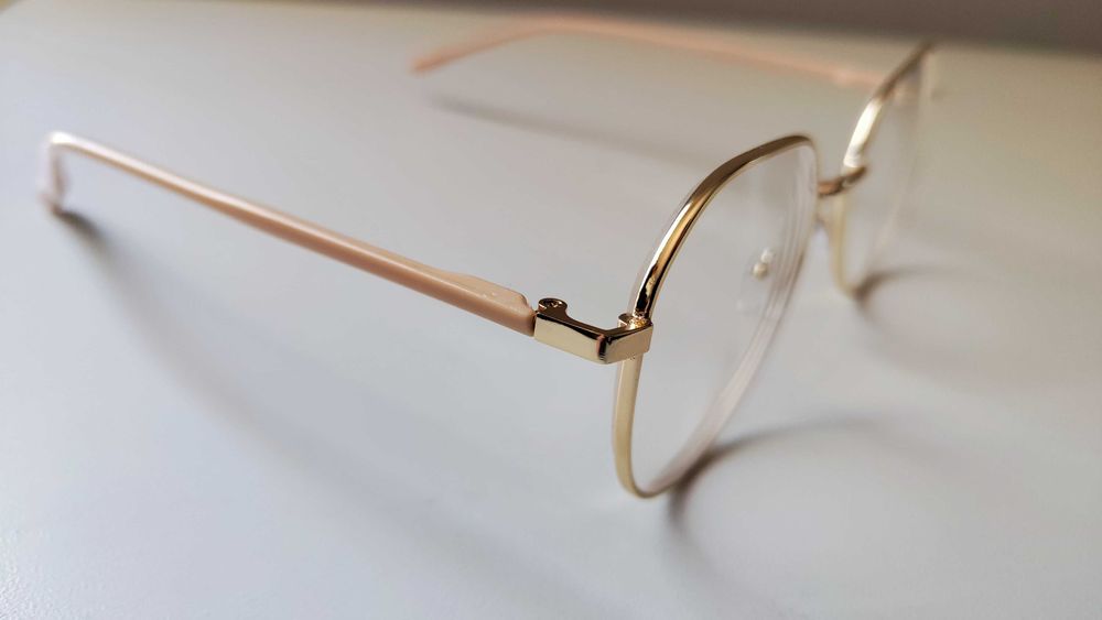 Óculos com armação dourado rosa para miopia