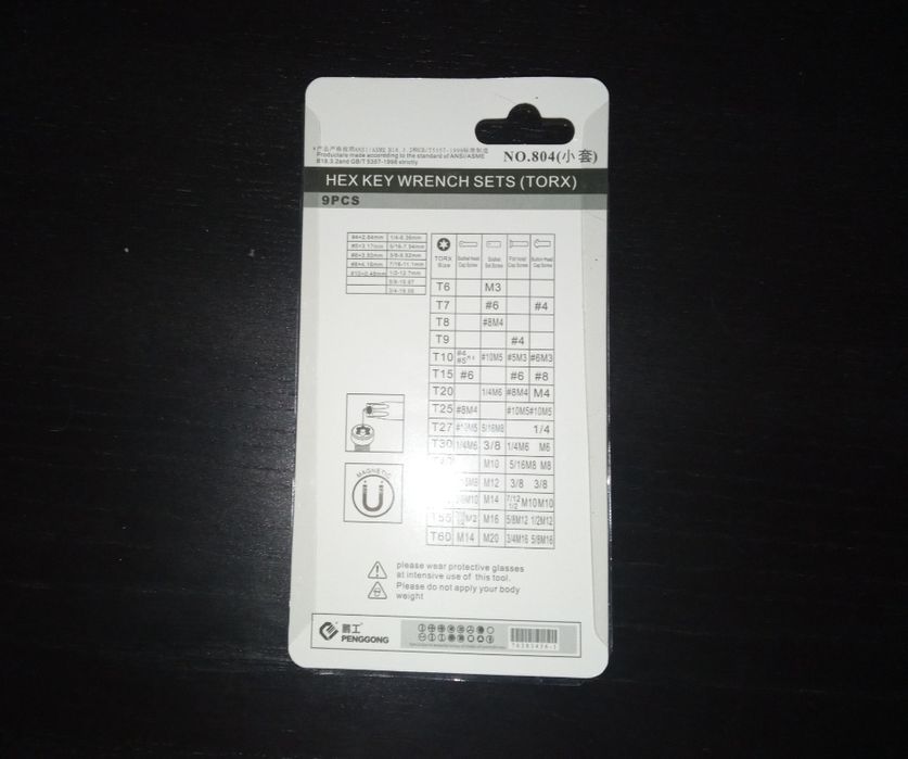 Conjunto chaves torx T6 a T27, Novo