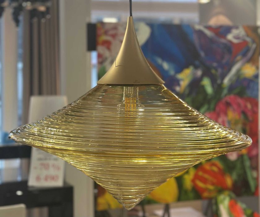 Lampa Hind Rabii Disca 60cm szkło dmuchane amber mosiądz RABAT -55%
