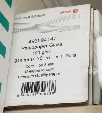 Бумага XEROX 914мм Photopaper Gloss рулон 30м 190 г/м2 496L94147