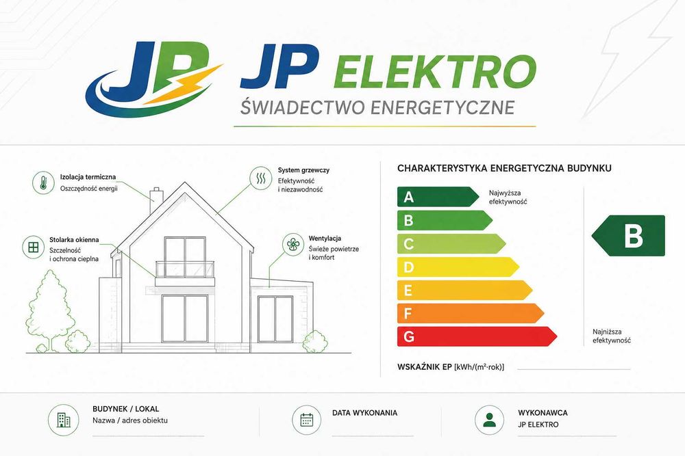 Świadectwo energetyczne, odbiory elektryczne oraz pomiary odbiorcze i okresowe instalacje elektryczne przyłącza