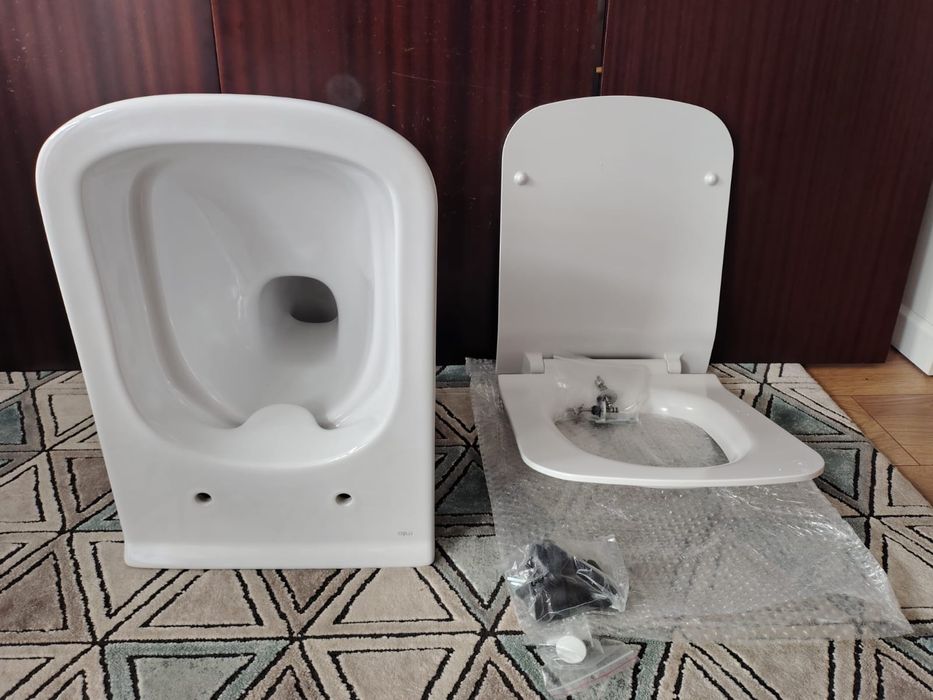 Cersanit Mesto square miska WC wisząca bezkołnierzowa z deską slim wolnoopadającą