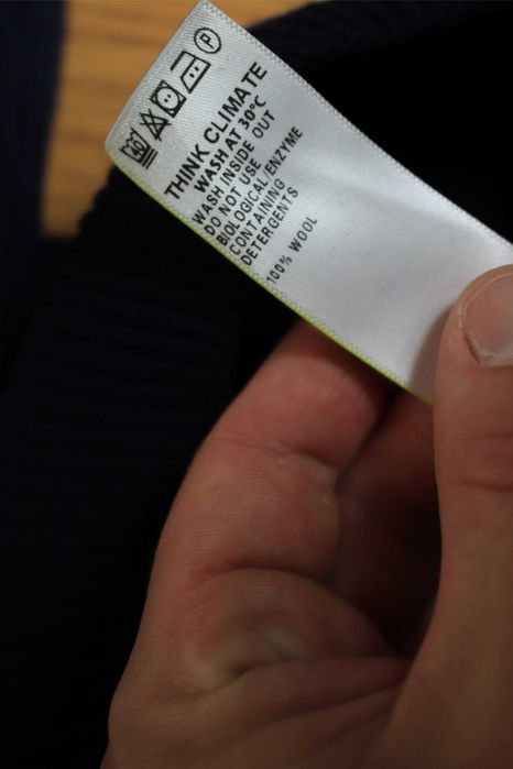 Sweter M&S r. XL granatowy okrągły dekolt wełniany męski