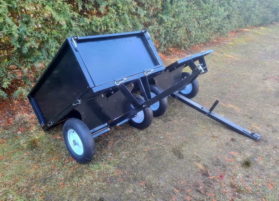 Przyczepka z otwieranymi burtami do kosiarki traktorka quada laweta