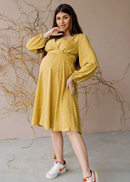 Жёлтое платье для беременных и кормящих To Be