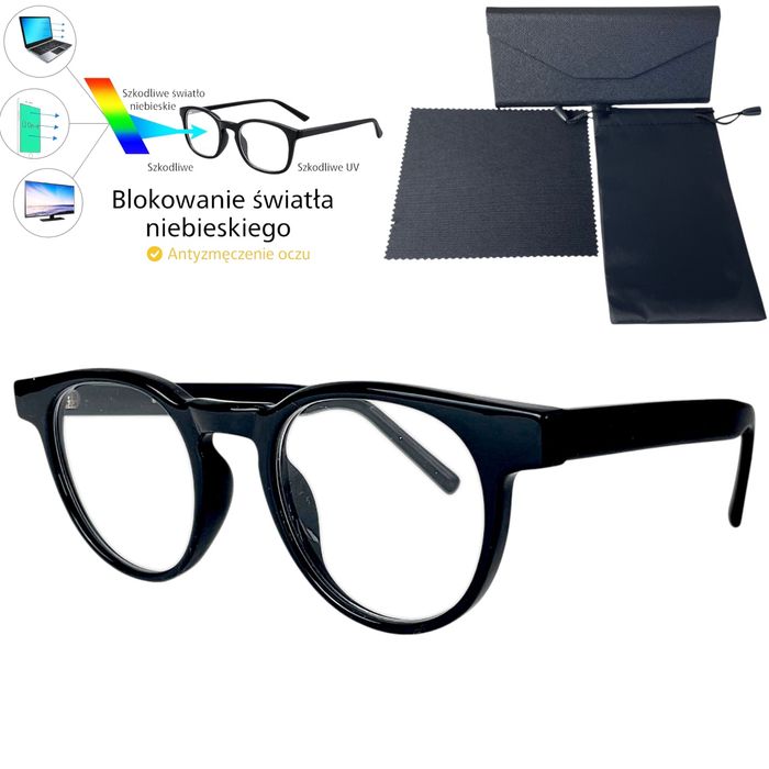 Okulary komputerowe, zerówki oprawki+zestaw etui,super jakość