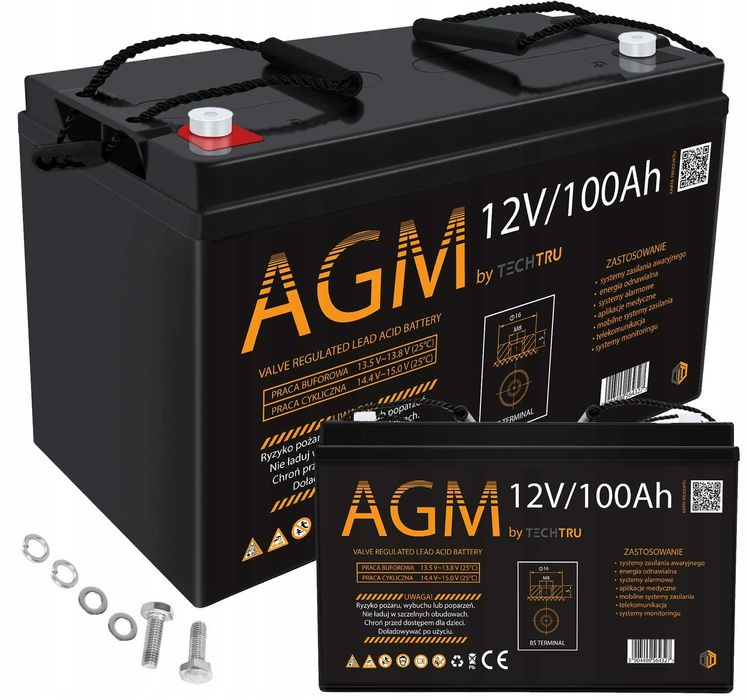 Акумулятор AGM 100Ah 12V Techtru Polska. АКБ 100 Для інвертора. Новий