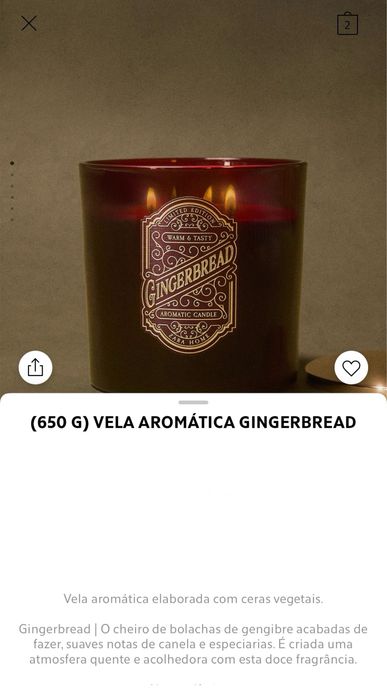 (650G) Vela Aromática Gingerbread Zara Home NOVO