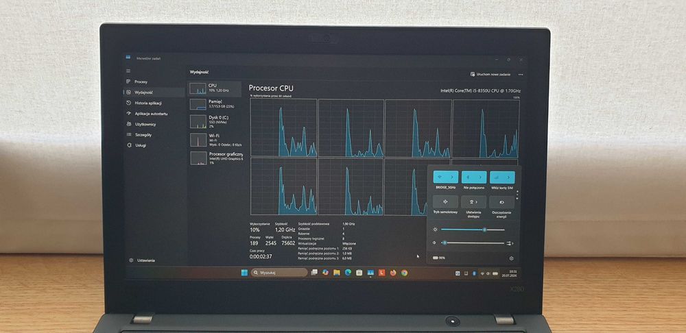 Lenovo ThinkPad X280 12,5" (mały - A4) i5 16GB SSD LTE Lekki 1,3kg Office, bateria 83%