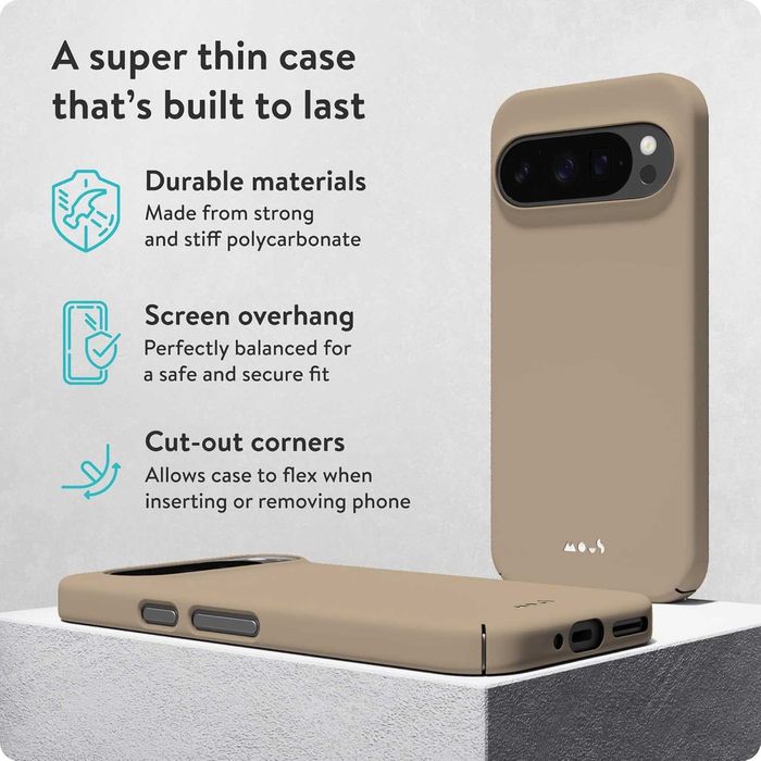 Чехол Mous к Pixel 9 Pro XL. Модель Super Thin 'Warm Taupe', с MagSafe