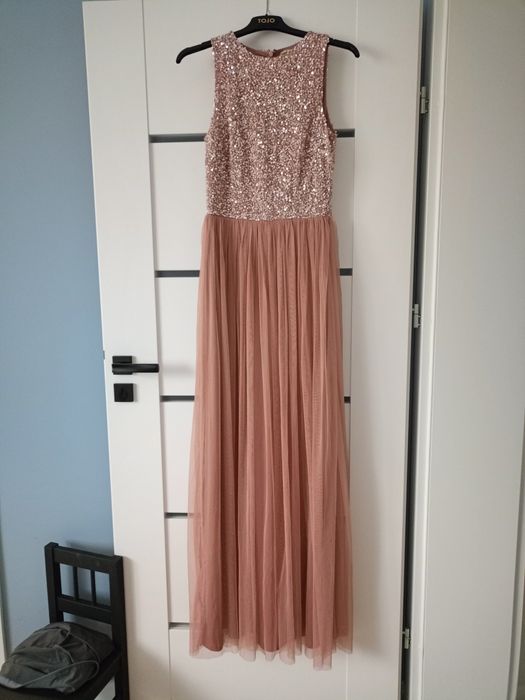 Piękna długa suknia brudny róż M