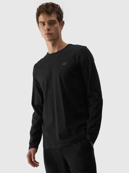 Longsleeve męski 4F M375 gładka bluzka z bawełny czarna