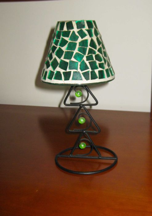 Candeeiro de Vela com Abajur em Vidro