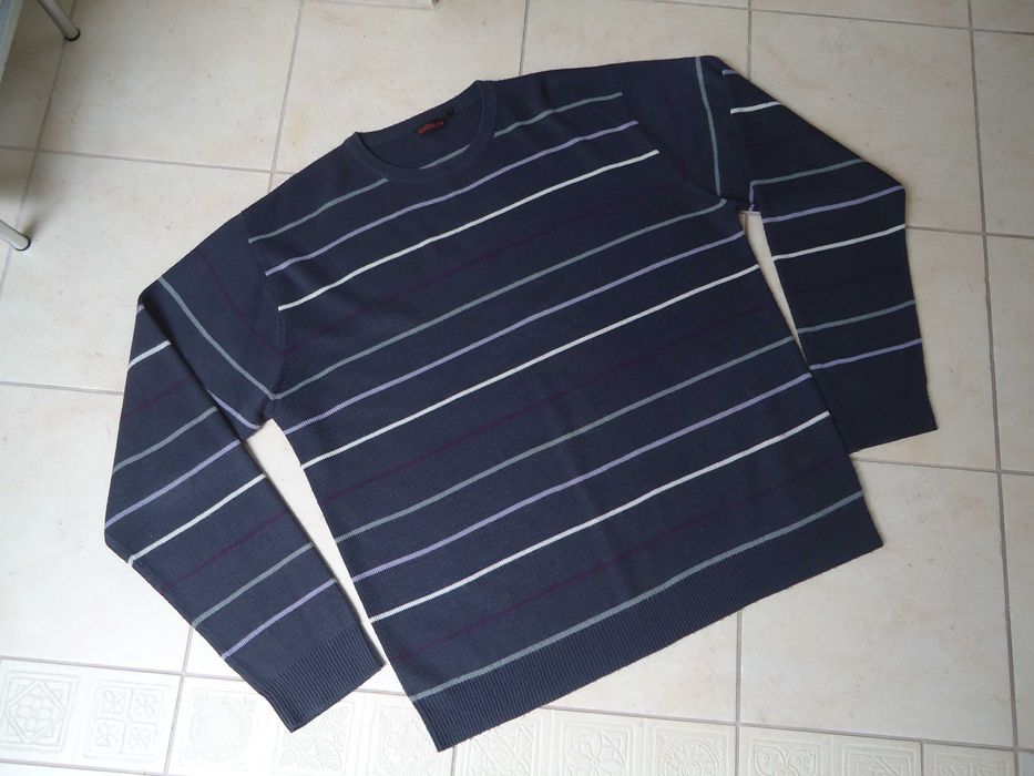 Męski bordowy sweter w paski Matalan jak XL