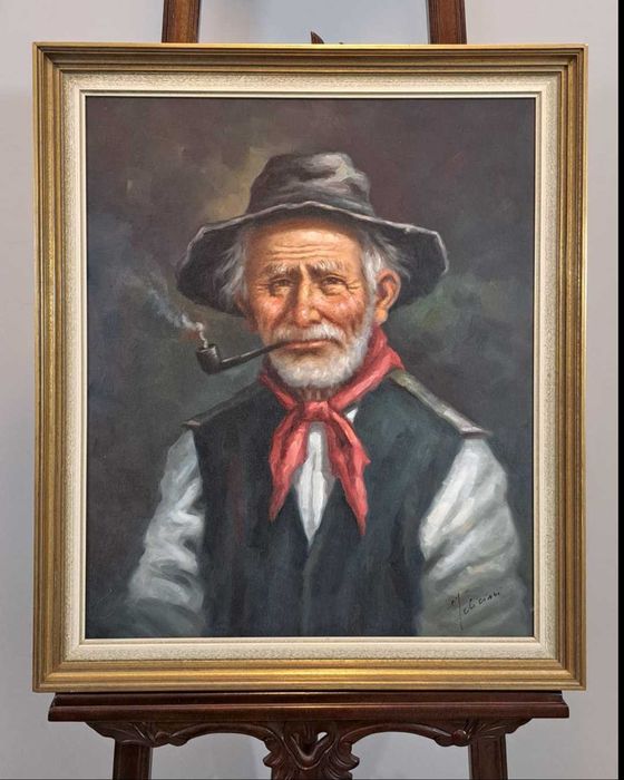 Obraz olejny na płótnie - Portret fajnego Dziadka