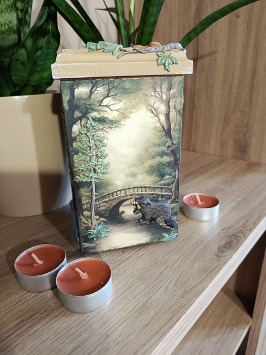 Świecznik na tealight z leśnymi zwierzątkami