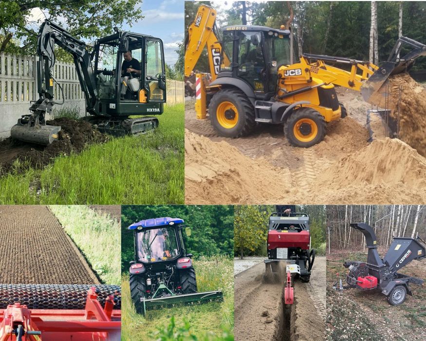 Usługi Koparko-Ładowarką Minikoparką Glebogryzarką Separacyjną Rębak