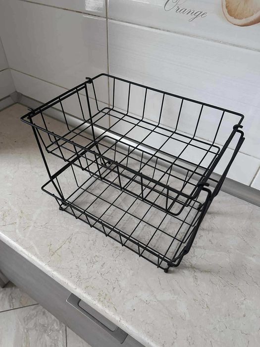 Smukke Biedronka Metalowy kosz stojak na owoce warzywa 2 poziomy czarn