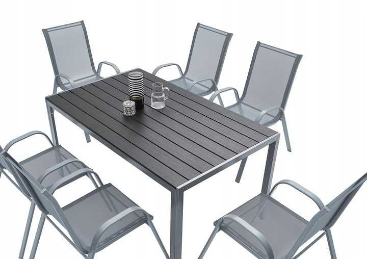 STÓŁ POLYWOOD Tarasowy Stolik Ogrodowy TARAS 150cm Deska WPC Metal