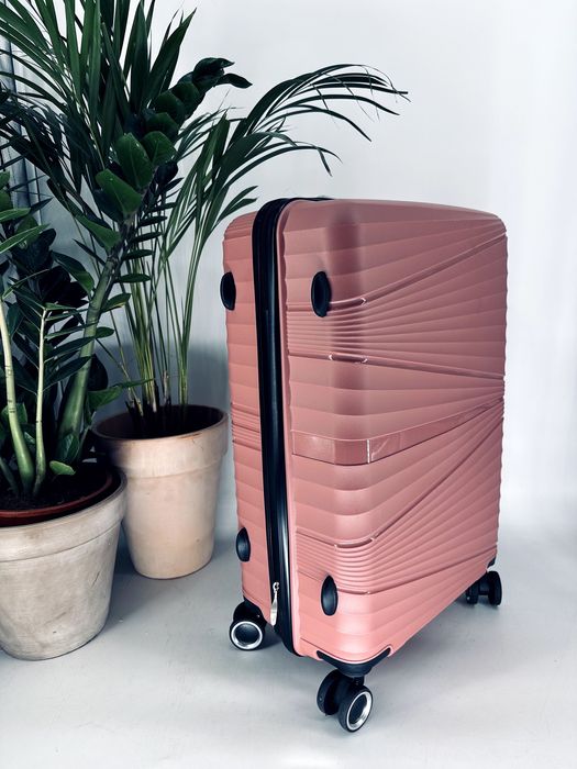 Nowa kabinowa walizka torba gumowa pudrowy róż