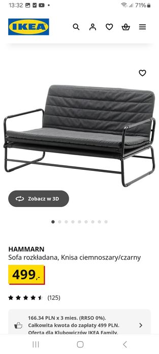 Sofa , łóżko rozkładane, IKEA HAMMARN
