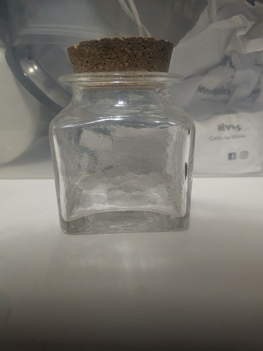 Glass bottle with cork lid